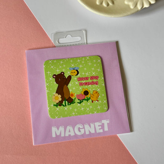 Spring friends fridge magnet