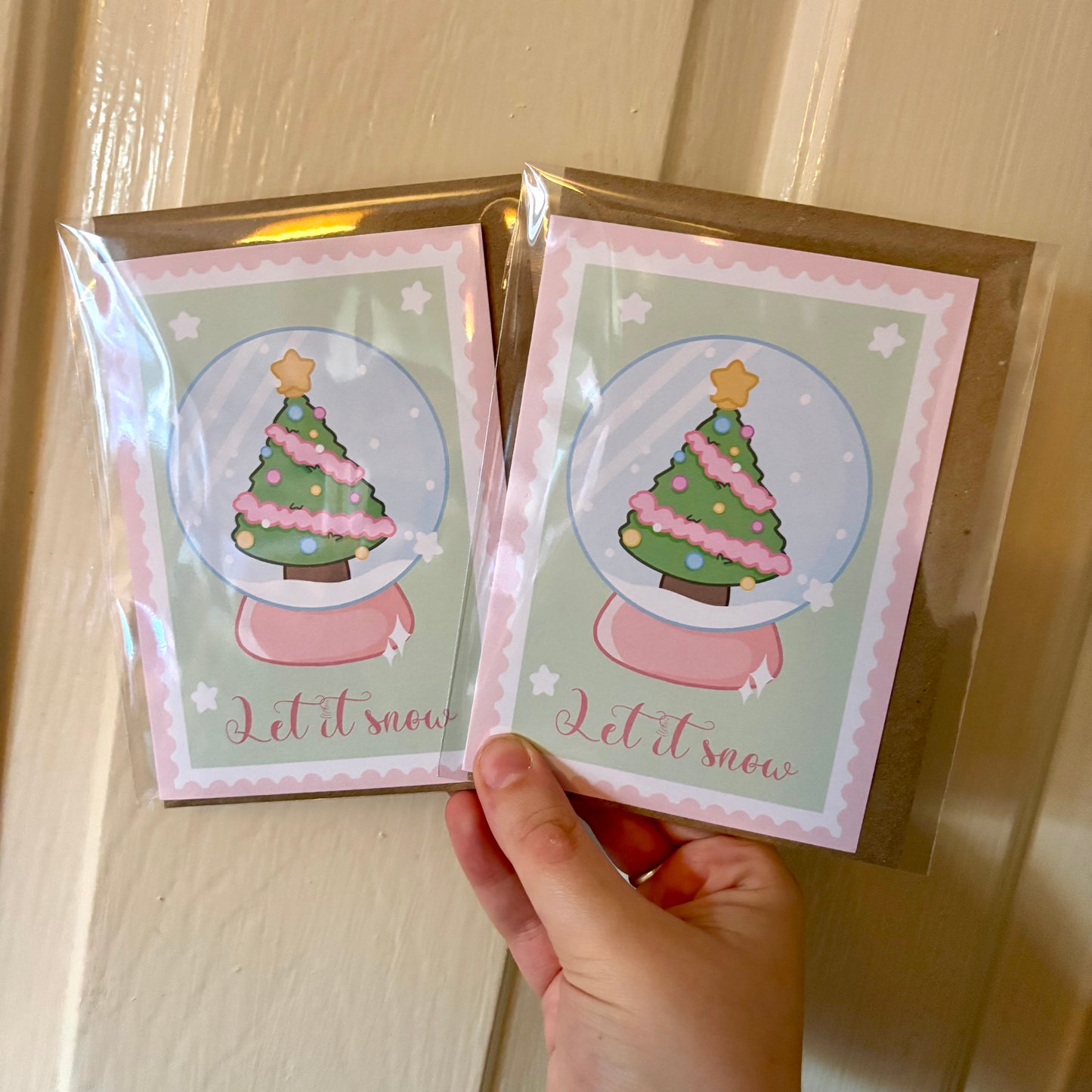 Kawaii snow globe Christmas card