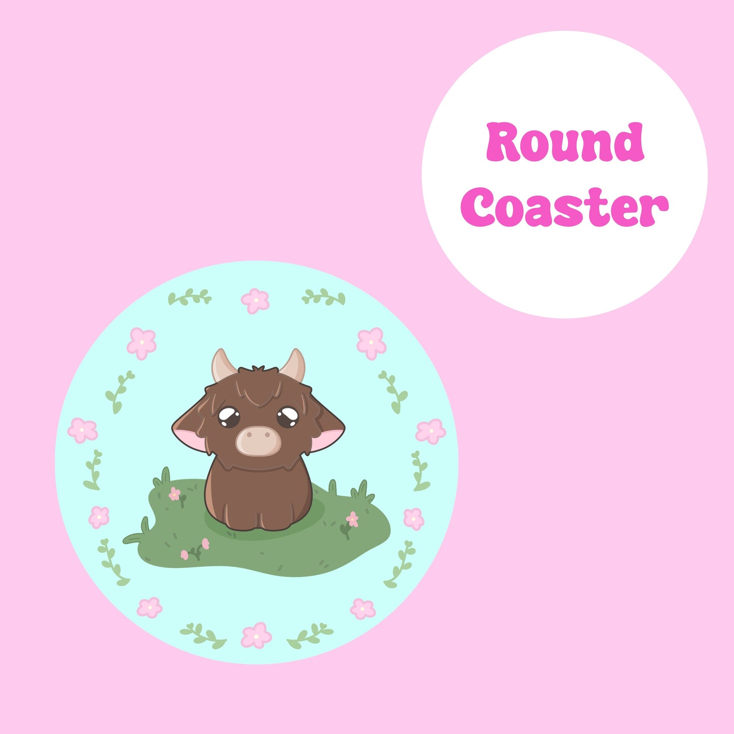 Cute highland cow coaster