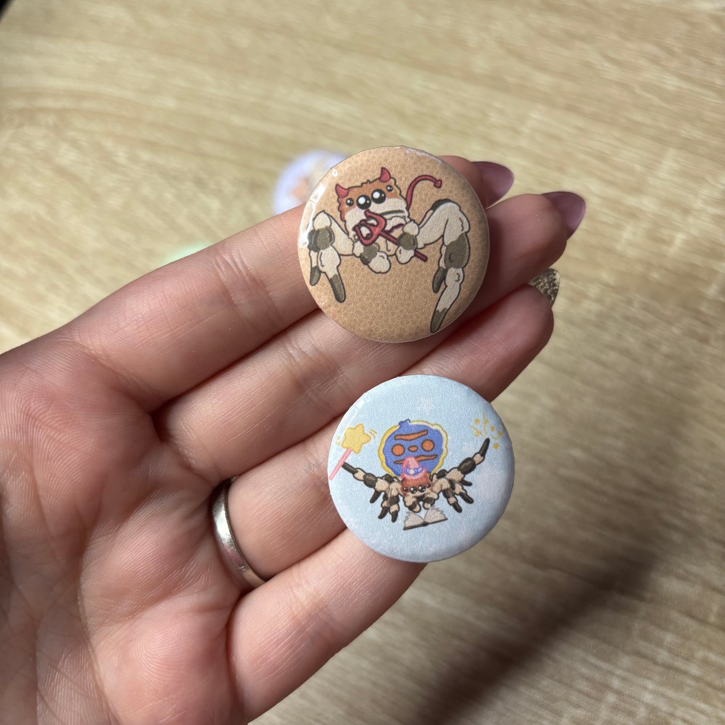 Silly jumping spiders badges