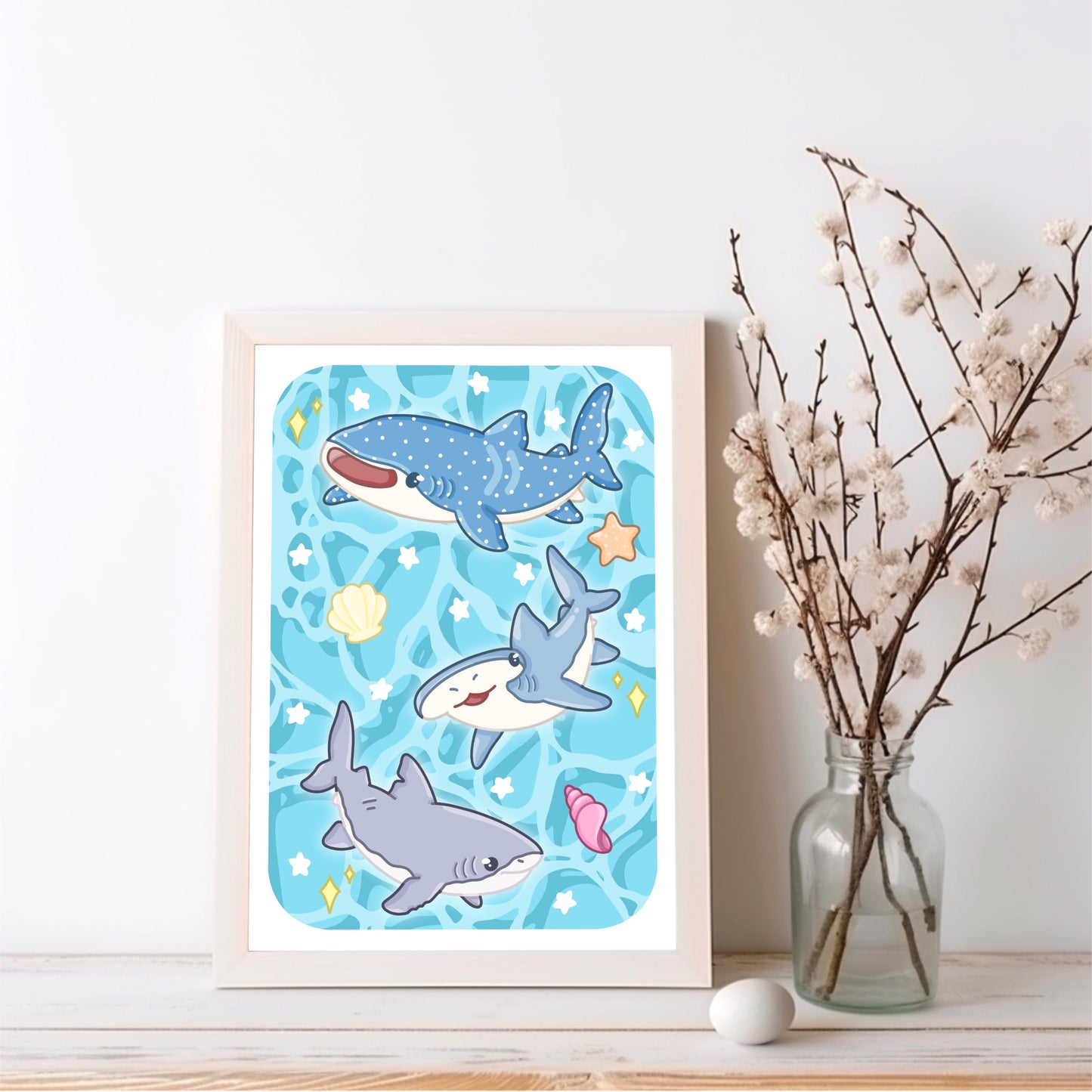 Kawaii sharks print