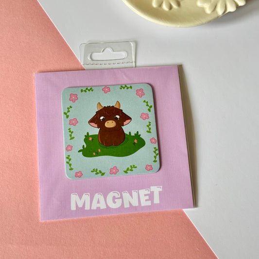 Highland cow fridge magnet