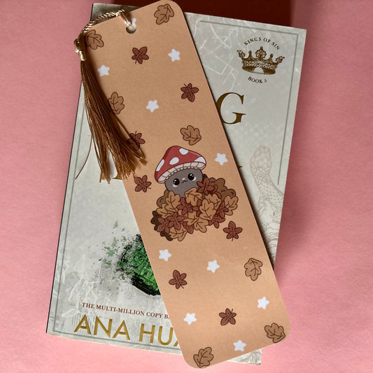Autumn leaf pile tassel bookmark
