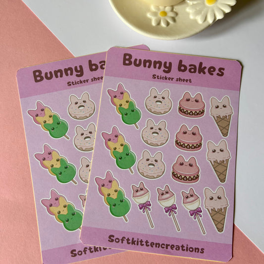 Bunny bakes sticker sheet