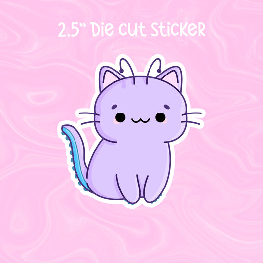 Alien kitty sitting die cut | sticker, waterproof sticker, decal, cute, kawaii