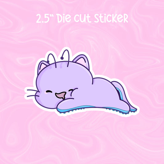 Alien kitty sleeping die cut | sticker, waterproof sticker, decal, cute, kawaii
