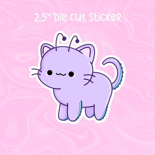 Alien kitty standing die cut | sticker, waterproof sticker, decal, cute, kawaii