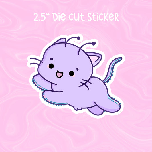 Alien kitty Leaping die cut | kawaii, aesthetic, waterproof, sticker, decal, space, alien