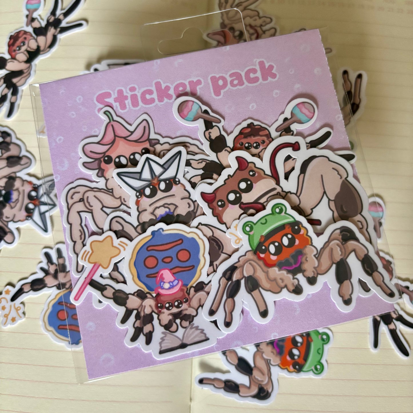 Silly jumping spider sticker pack