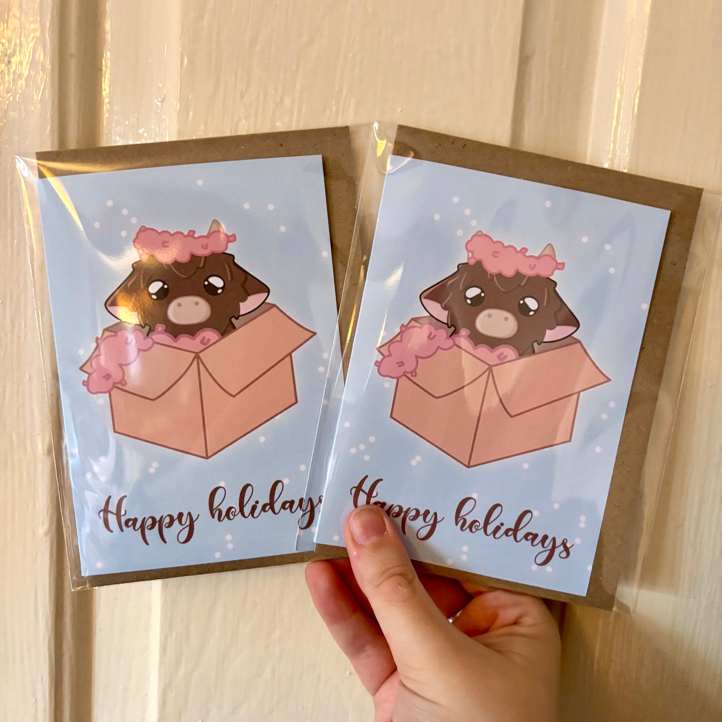Kawaii highland cow Christmas card