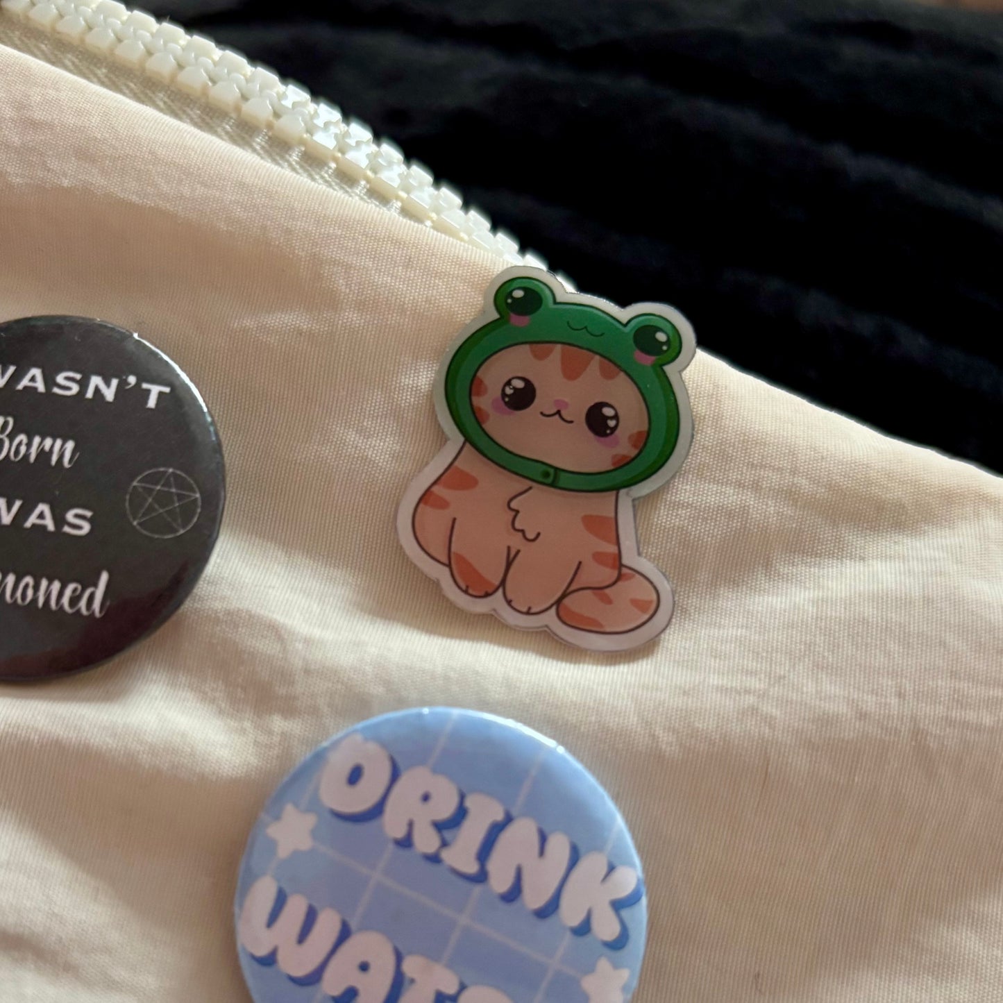 Silly kitty handmade pin blind bag