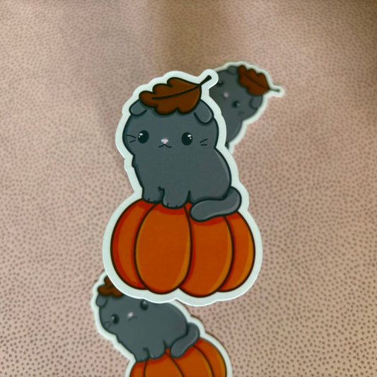 Pumpkin kitty die cut sticker