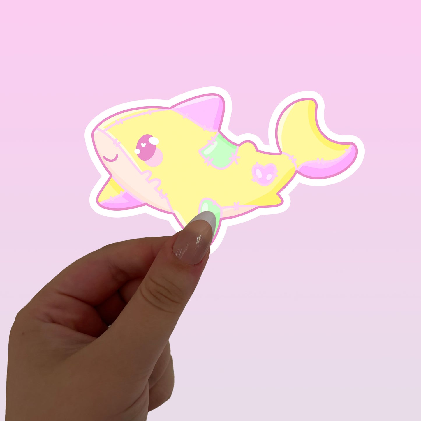 Kawaii shark sticker | Yellow