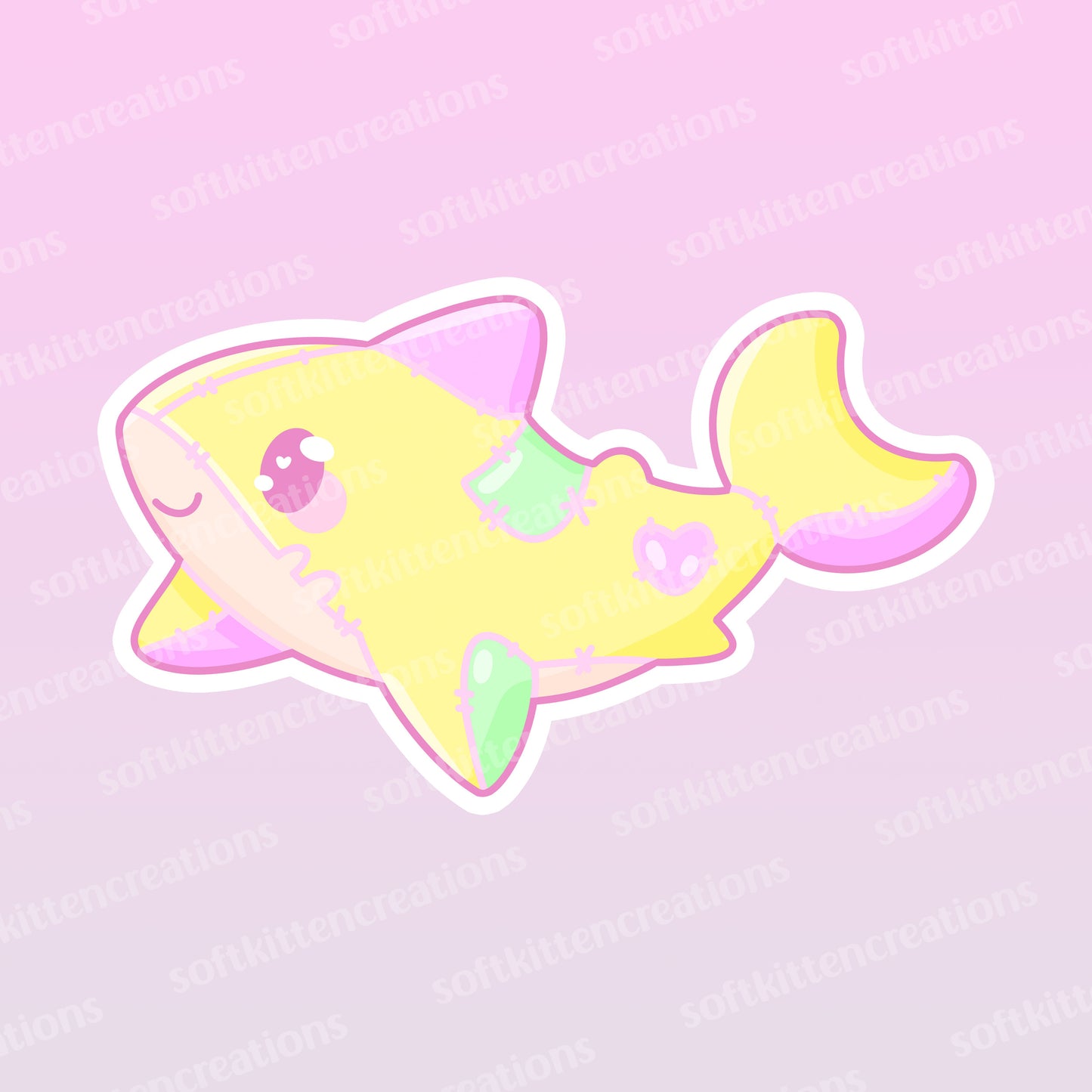 Kawaii shark sticker | Yellow