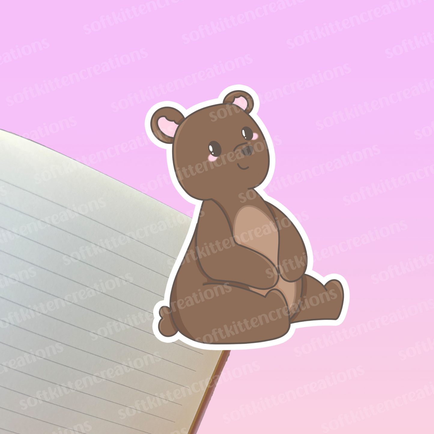 Pancake the bear sitting vinyl die cut sticker