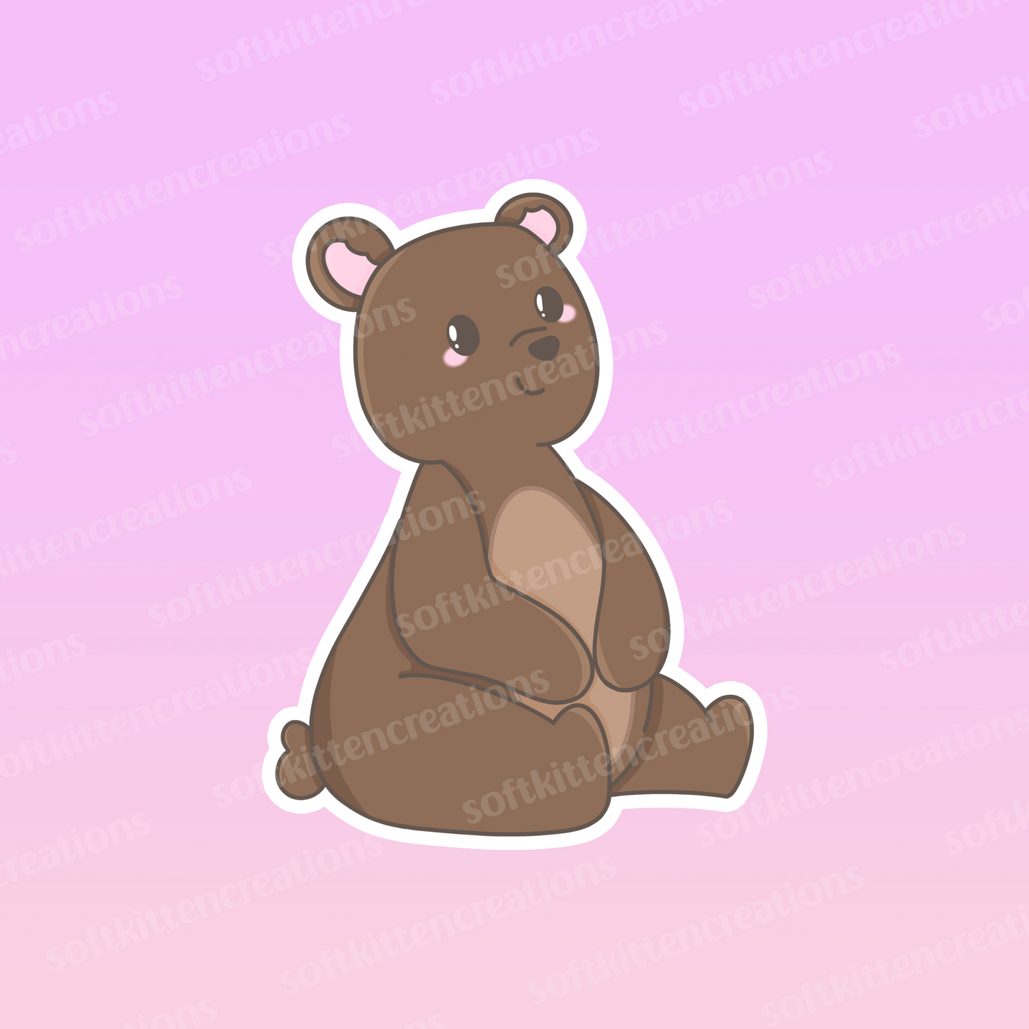 Pancake the bear sitting vinyl die cut sticker