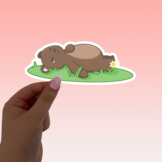 Pancake napping die cut sticker