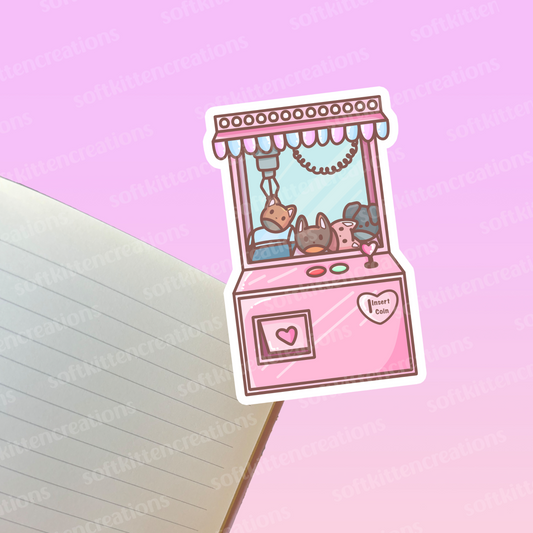 Claw machine die cut vinyl sticker