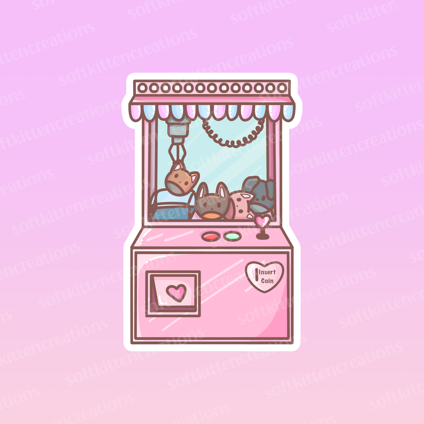 Claw machine die cut vinyl sticker