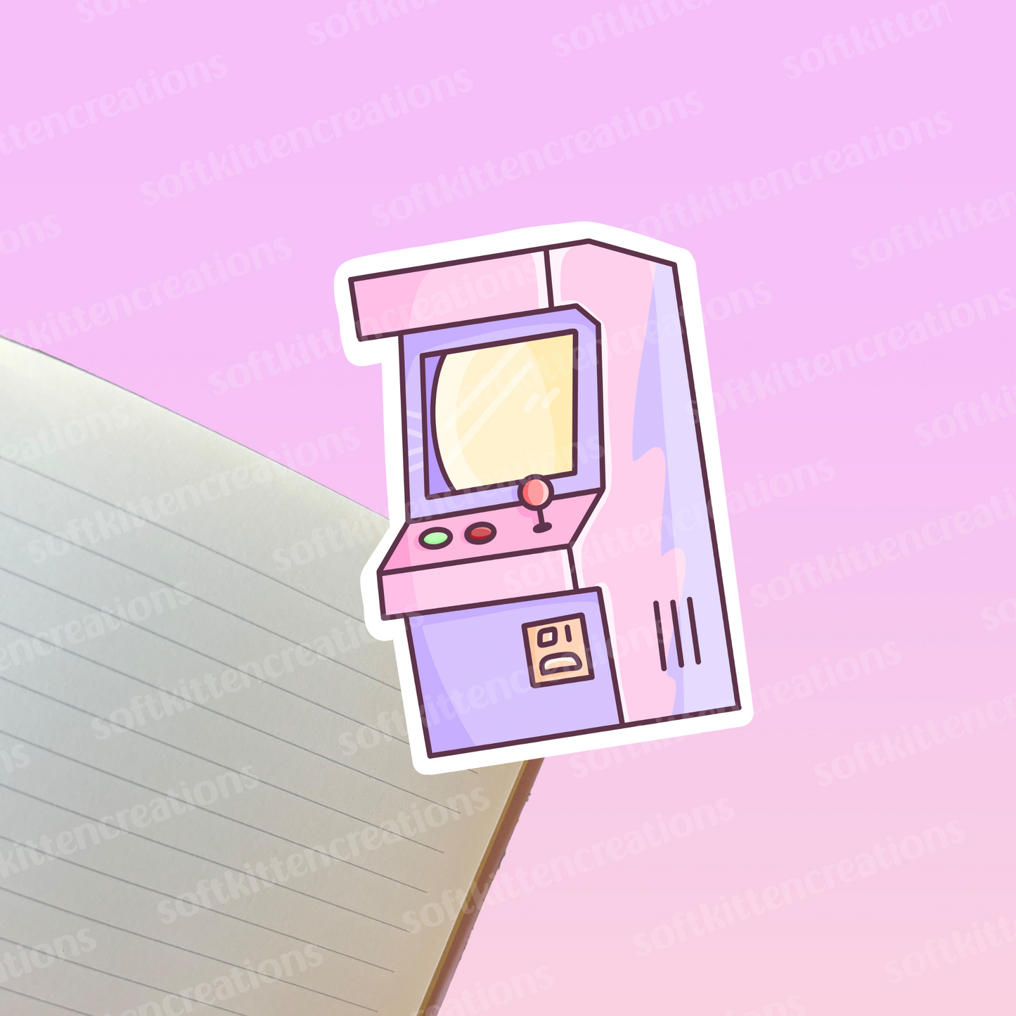 Pastel arcade machine die cut vinyl sticker