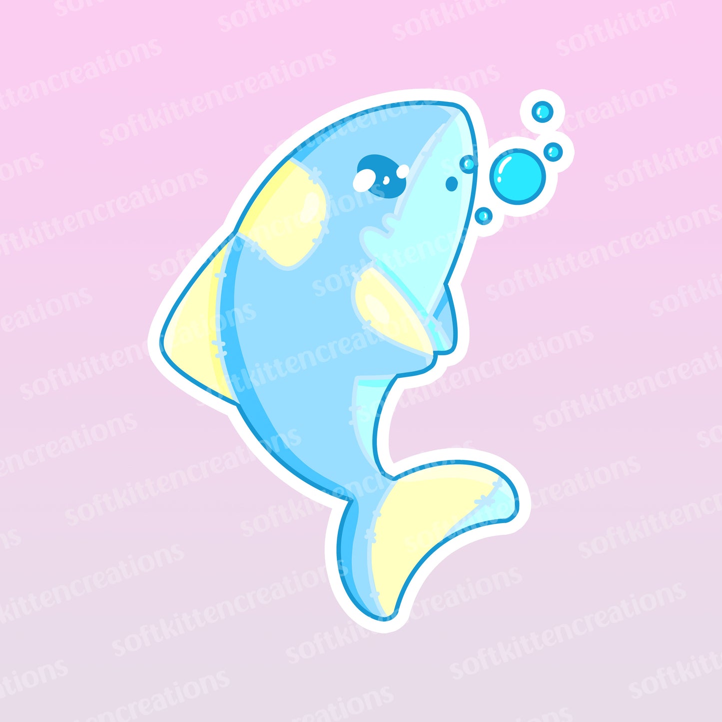 Kawaii patchwork shark | blue