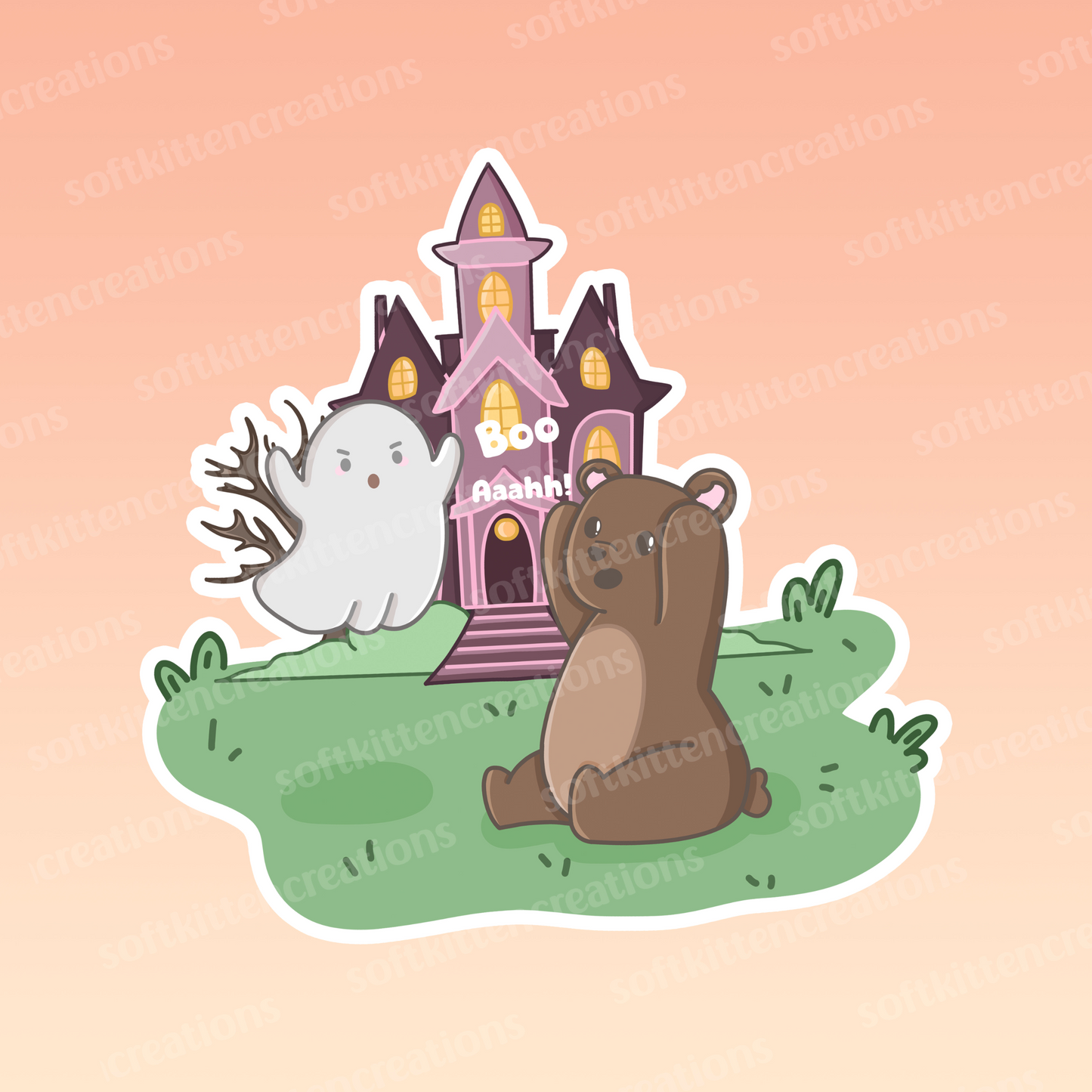 Pancake bear meets Haunt die cut sticker