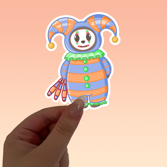 Pancake bear Jester die cut sticker