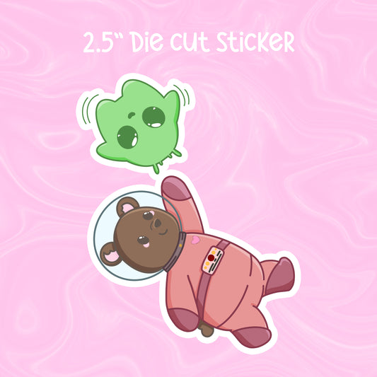 Pancake and alien die cut | kawaii, aesthetic, waterproof, sticker, decal, space, alien