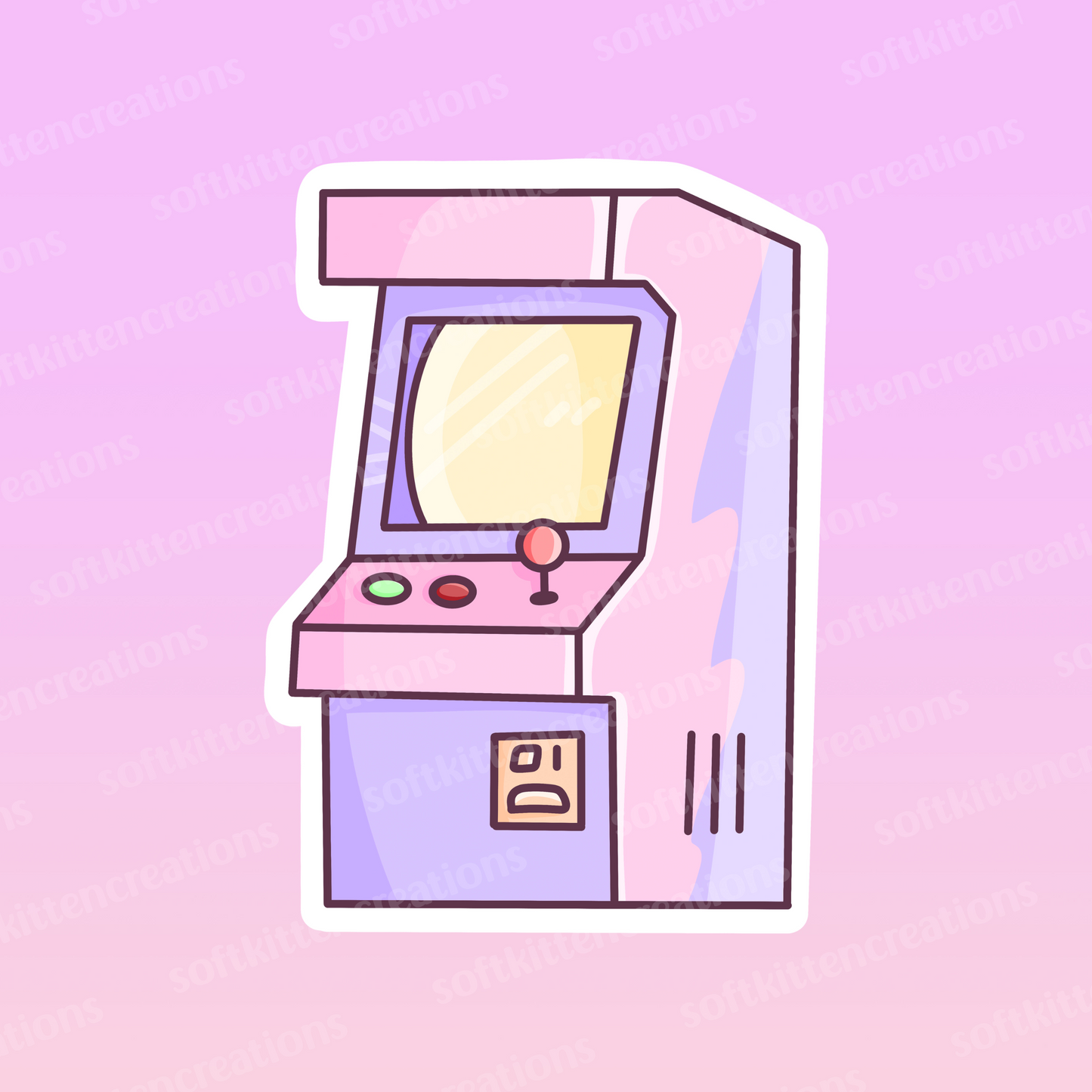 Pastel arcade machine die cut vinyl sticker