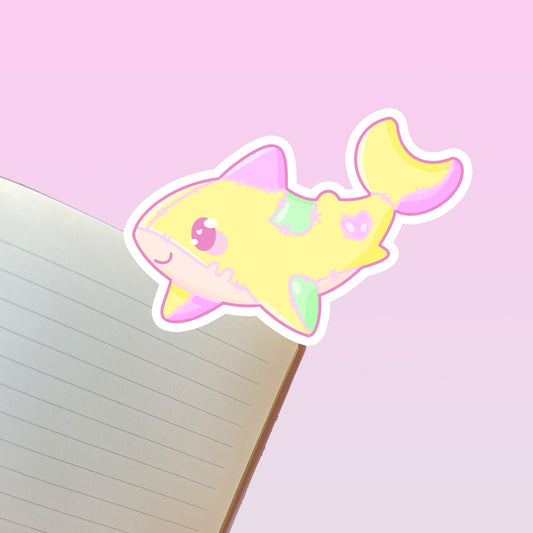 Kawaii shark sticker | Yellow