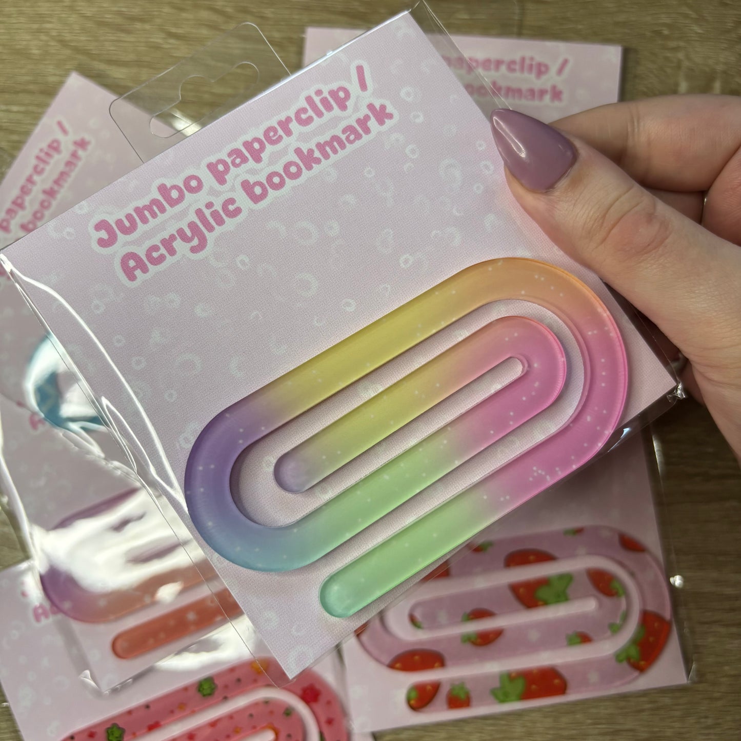Jumbo acrylic paperclip | Bookmark, teacher gift, stationery, cute, colourful