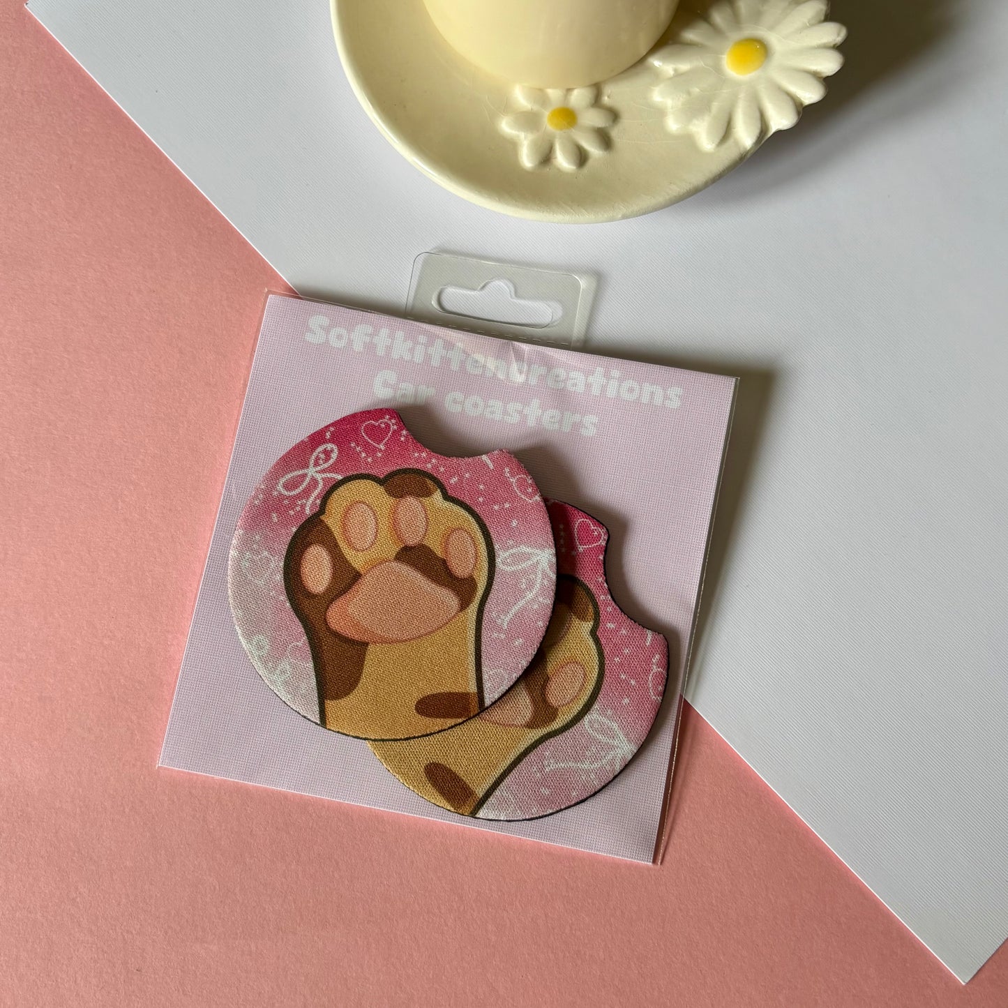 Kawaii car coaster set | coasters, car accessories, ducks, pastel, bows, cherries, frogs, froggy, character, aesthetic, cats, strawberries