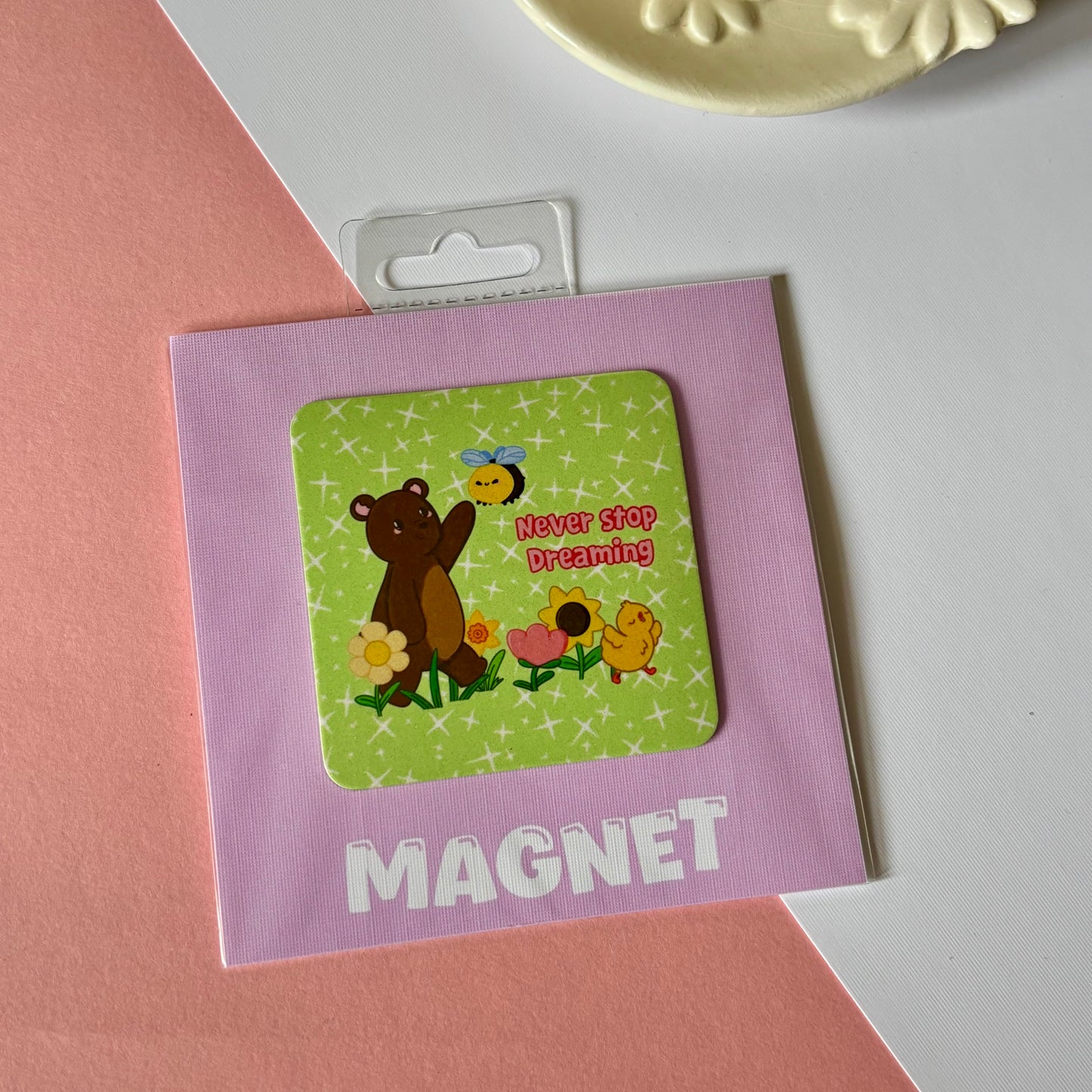 Spring friends fridge magnet