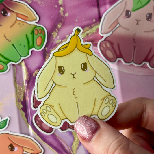 Fruit bunny waterproof stickers | Die cut, vinyl, kawaii