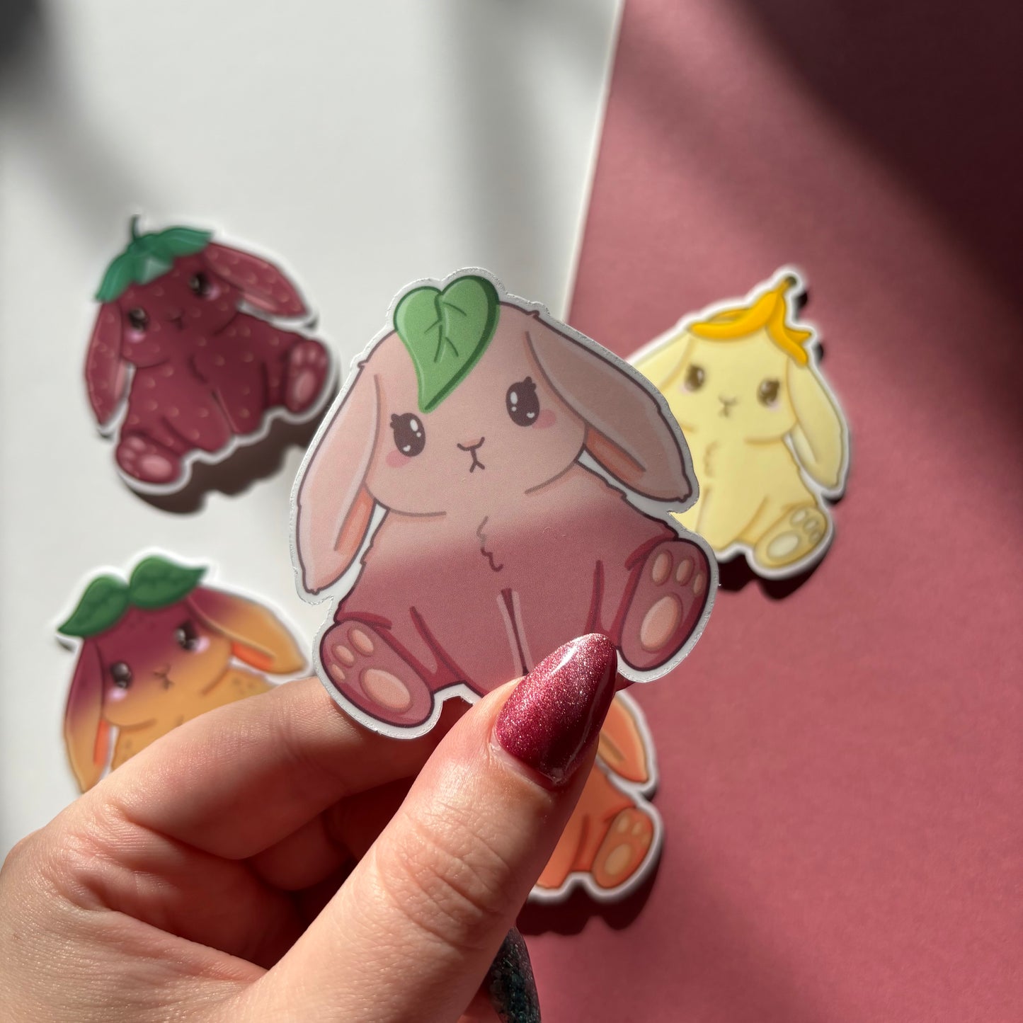 Fruit bunny waterproof stickers | Die cut, vinyl, kawaii