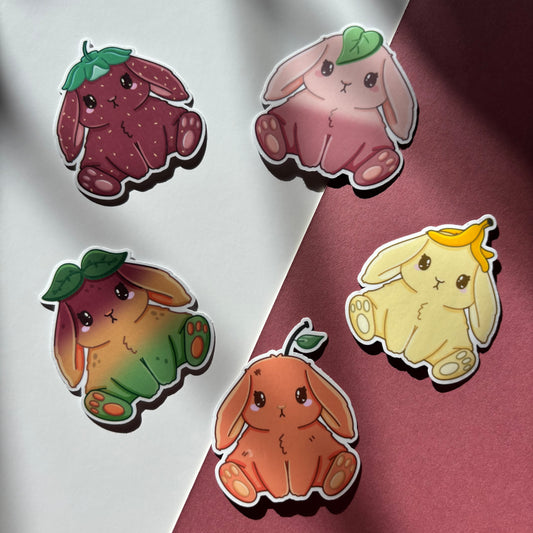 Fruit bunny waterproof stickers | Die cut, vinyl, kawaii