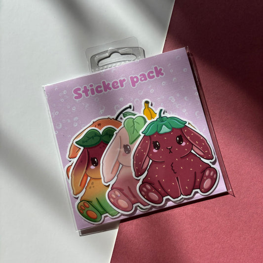 Fruit bunny waterproof stickers | Die cut, vinyl, kawaii