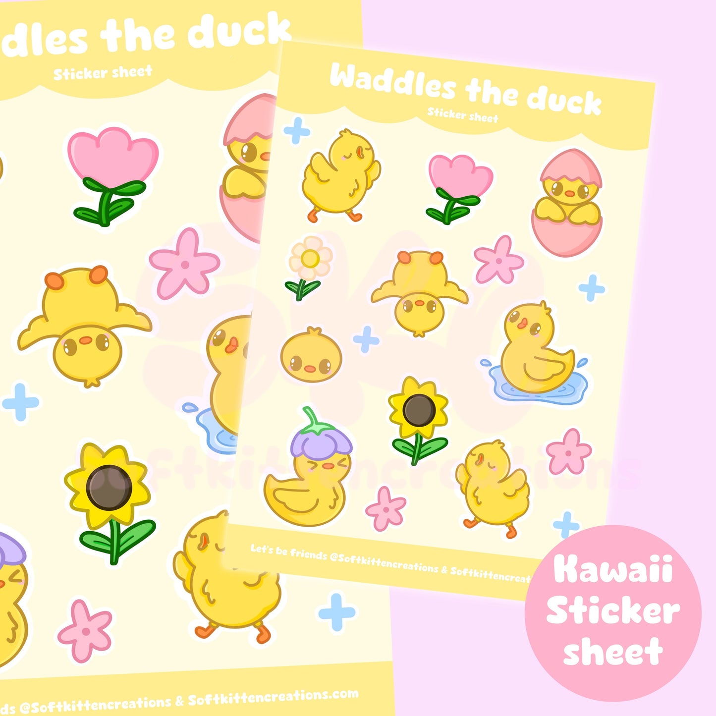 Waddles the Duck sticker sheet