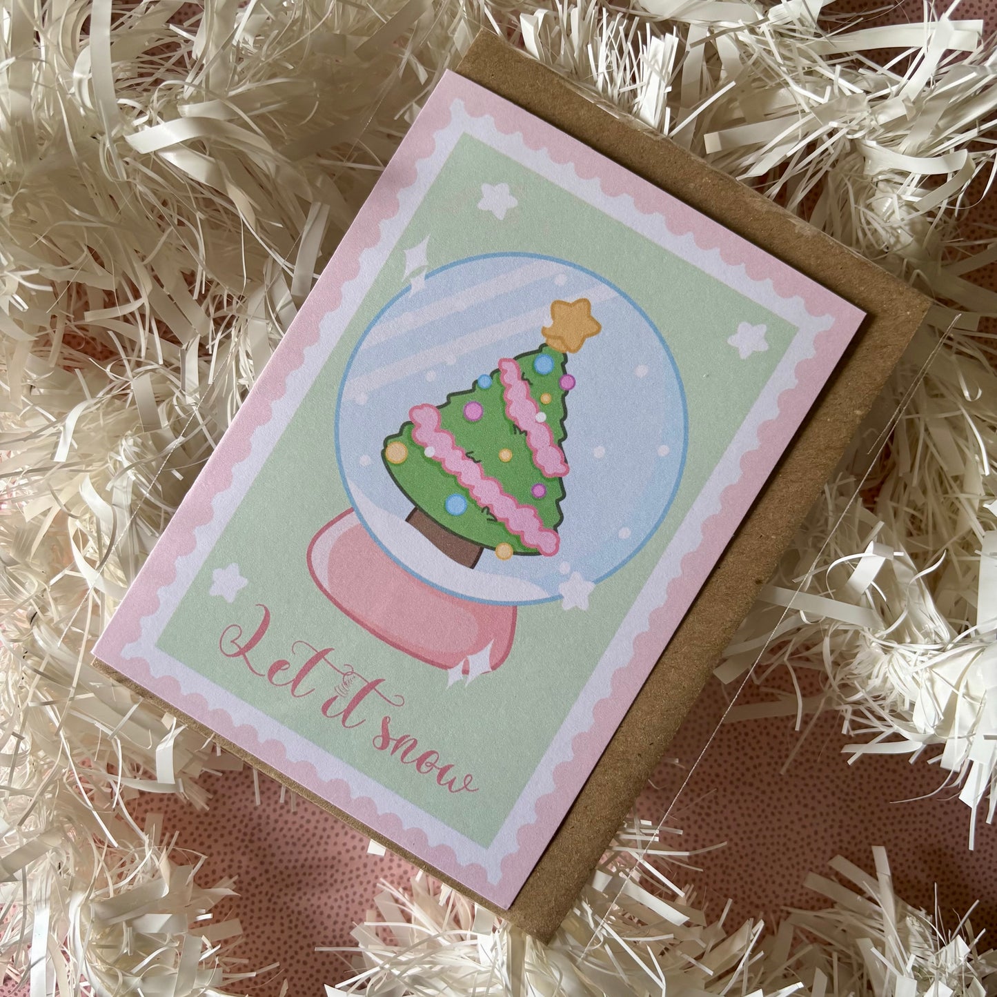Kawaii snow globe Christmas card