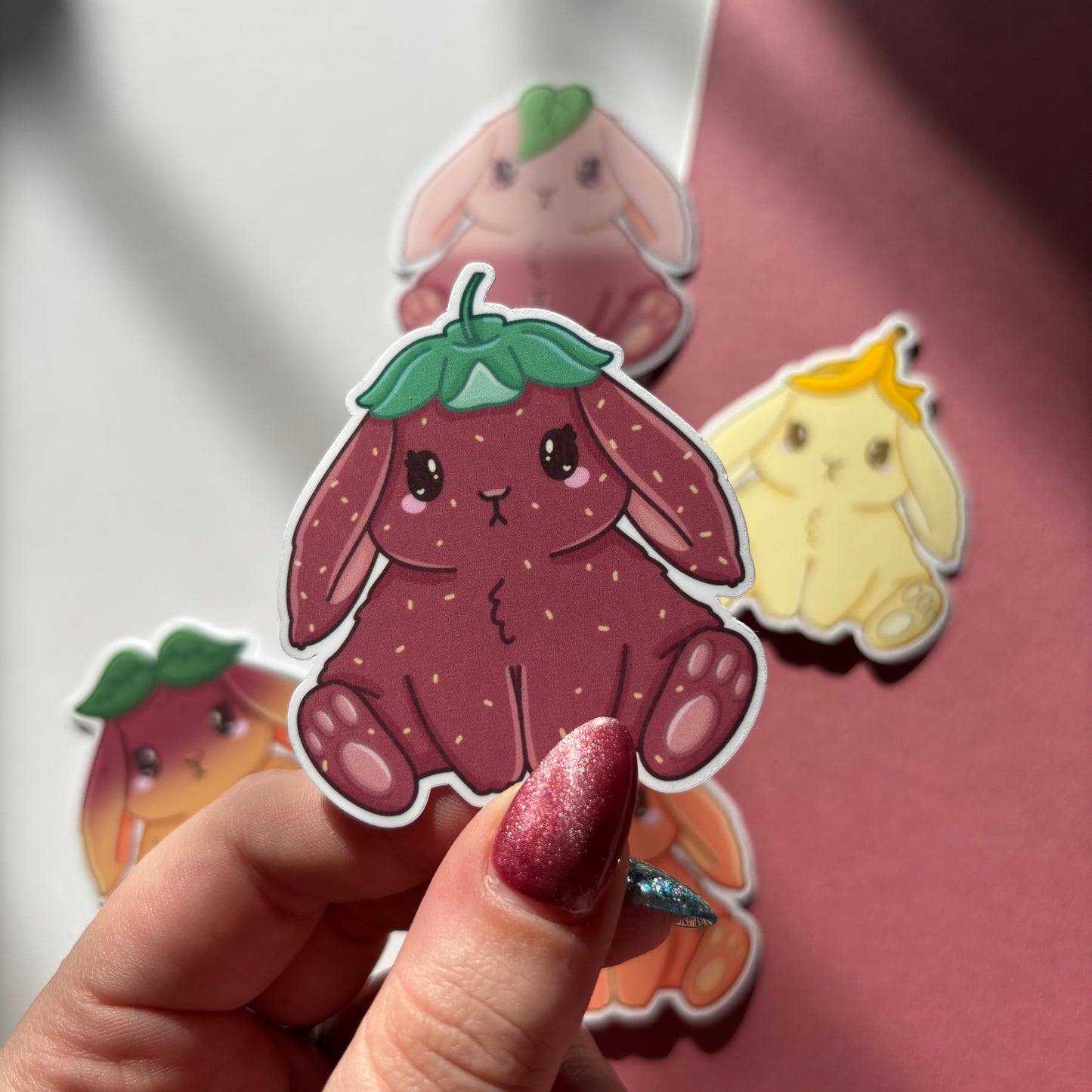 Fruit bunny waterproof stickers | Die cut, vinyl, kawaii