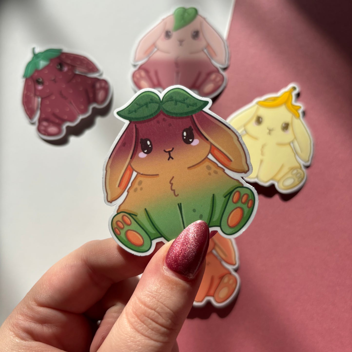 Fruit bunny waterproof stickers | Die cut, vinyl, kawaii