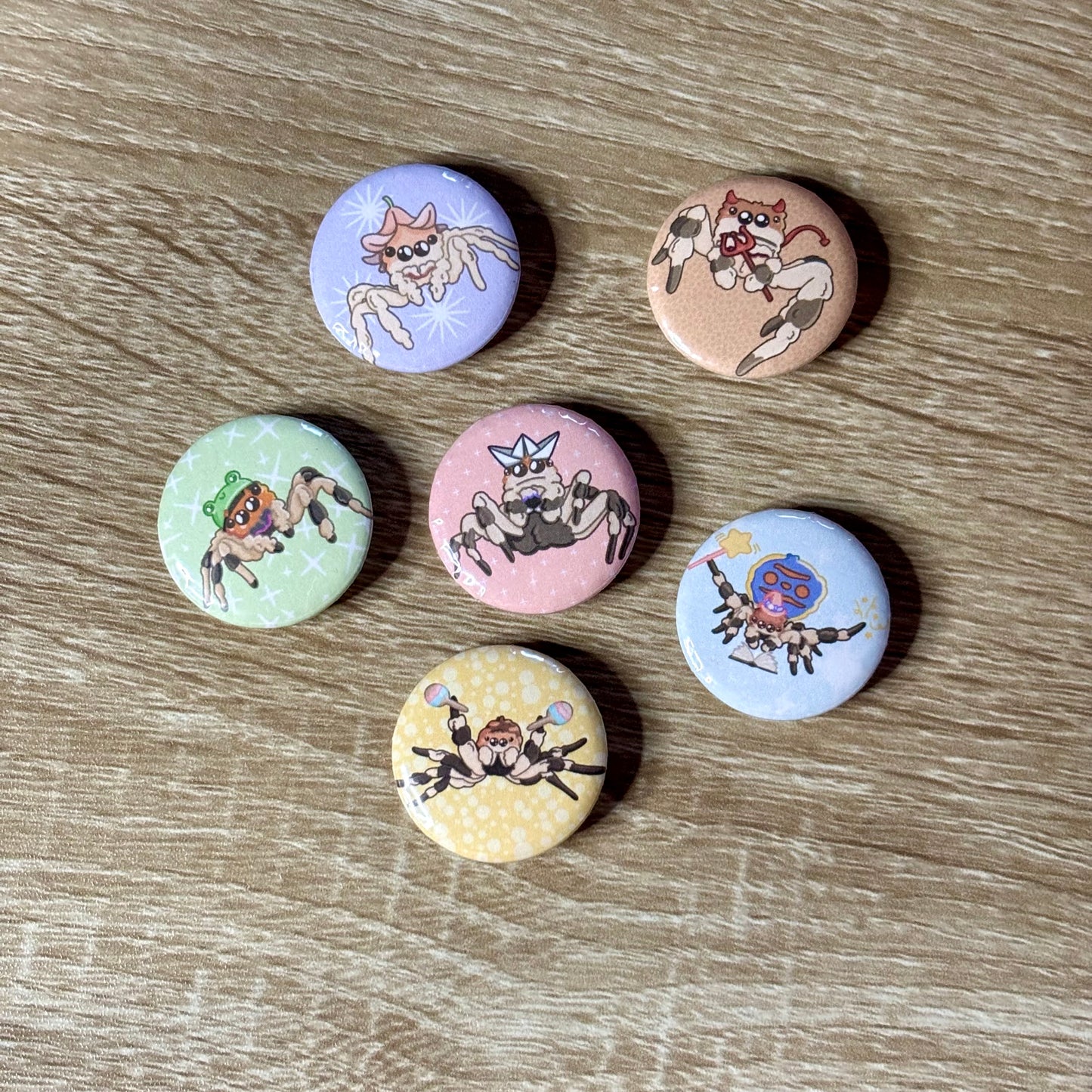 Silly jumping spiders badges