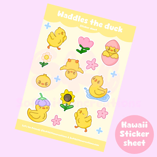 Waddles the Duck sticker sheet