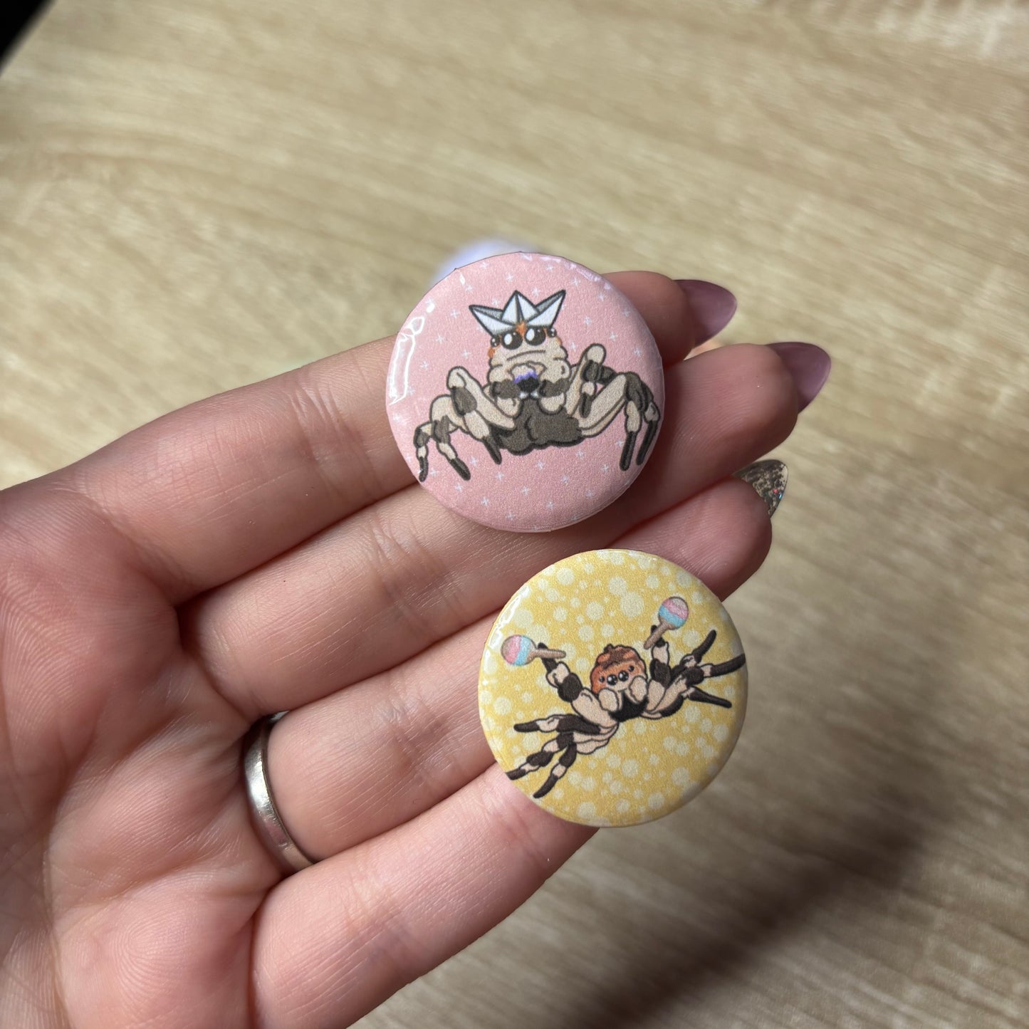 Silly jumping spiders badges