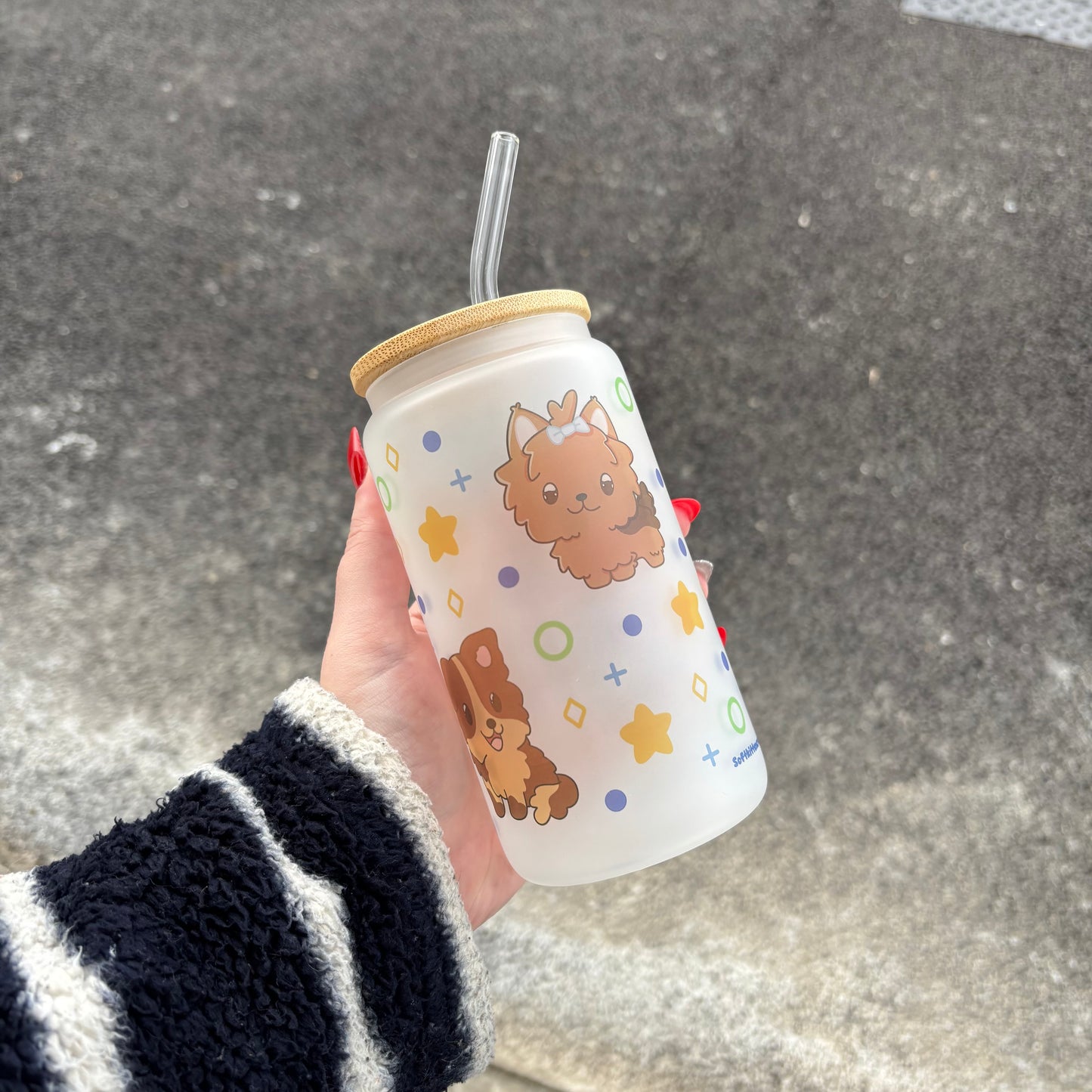 Super cute puppy glass can cup