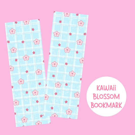 Blue cherry blossoms bookmark