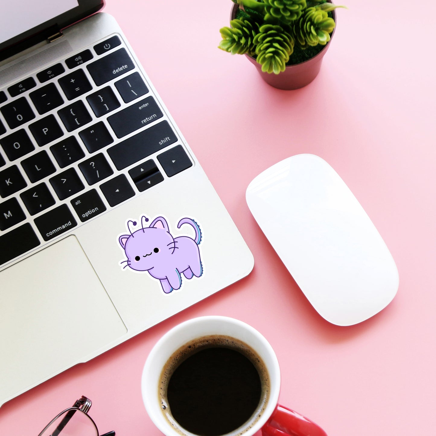 Alien kitty standing die cut | sticker, waterproof sticker, decal, cute, kawaii