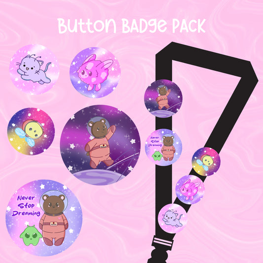 Summer 2025 Badge pack | space, fantasy, sci-fi, galaxy, cute, aesthetic, character, kawaii