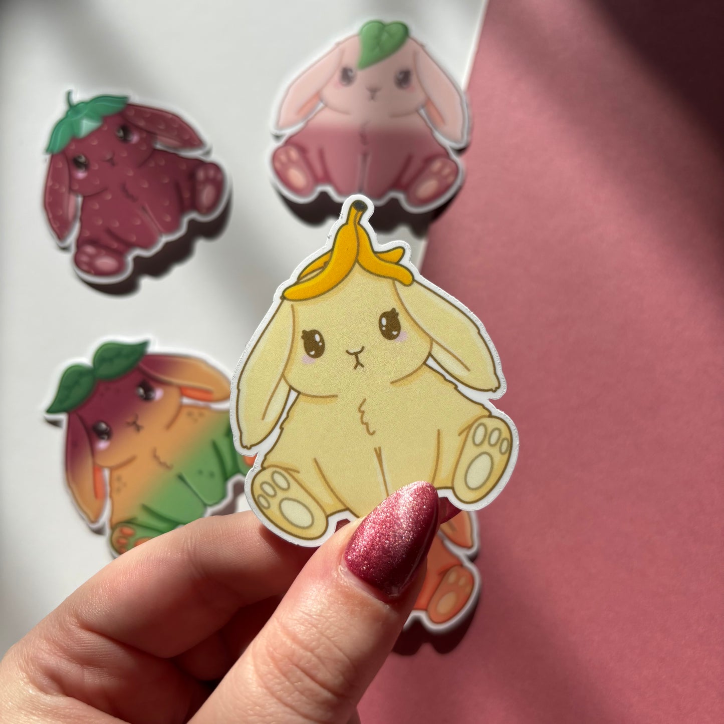 Fruit bunny waterproof stickers | Die cut, vinyl, kawaii