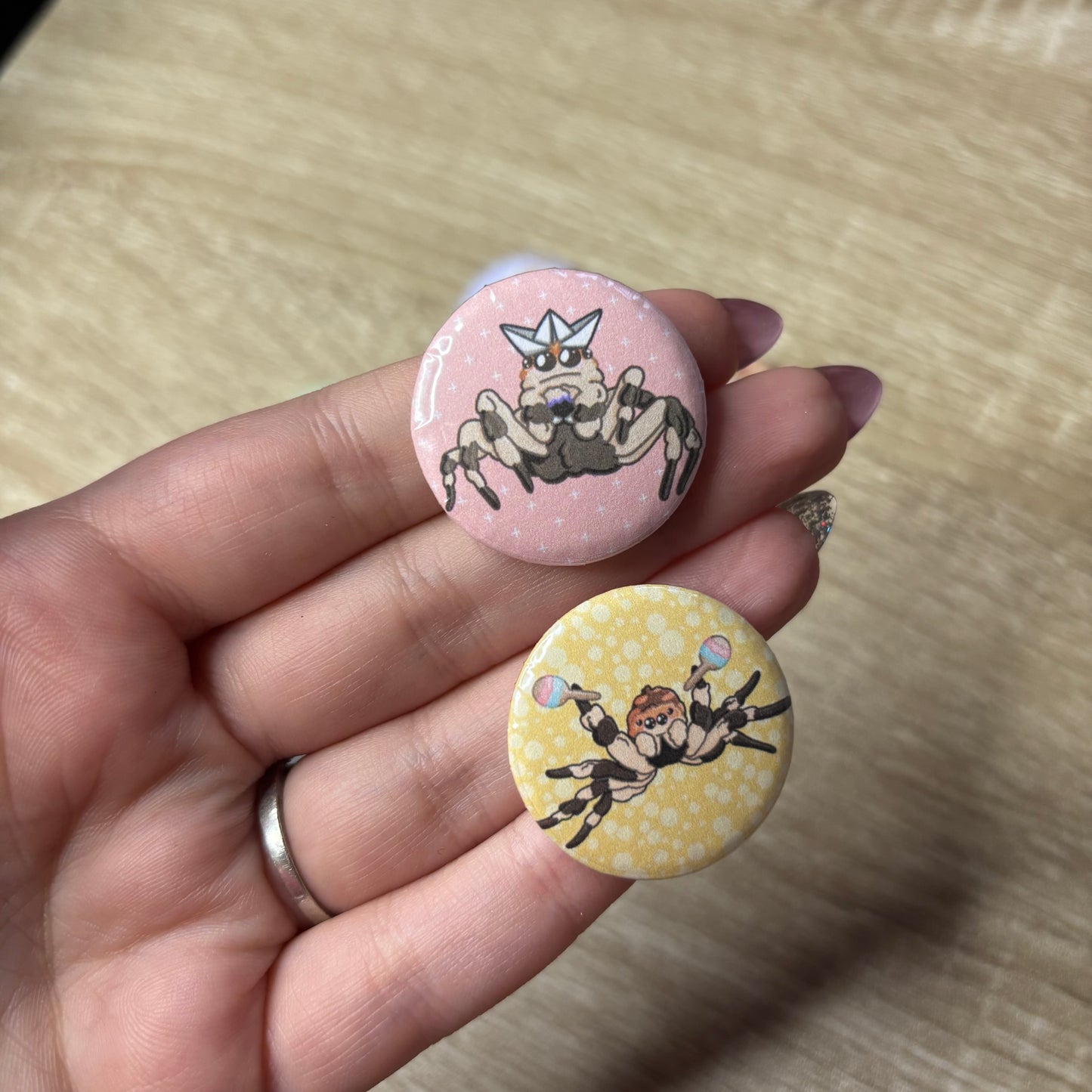 Silly jumping spiders badges